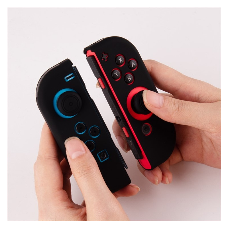 Silikonecover kompatibelt med Nintendo Switch + tommelfingergrebsbeskytter - Sort