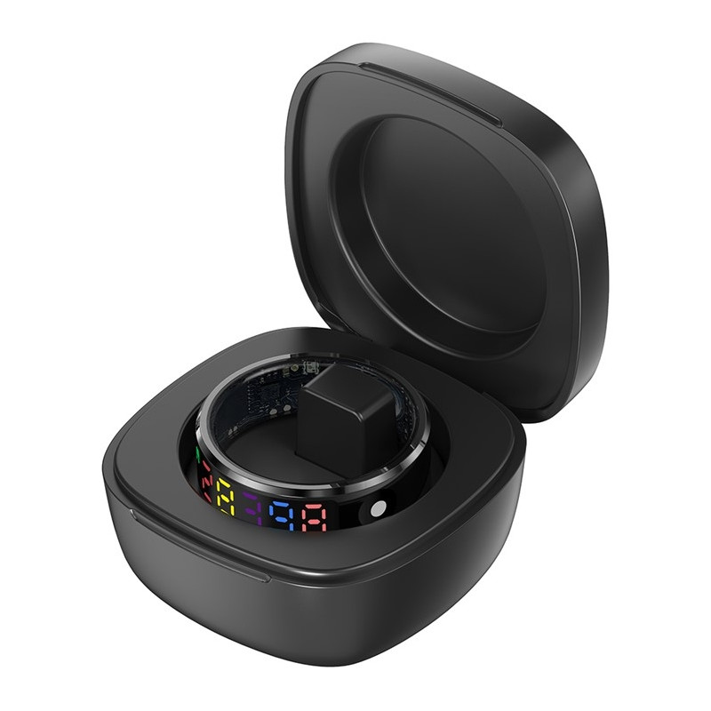 Vattentät Smart Ring Sömntracker Blodsyre Pulsmätare Laddningsfodral -Storlek 10