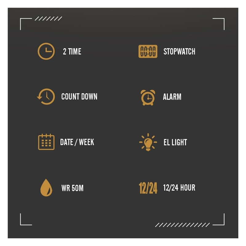 SKMEI Vattentät Digital Armbandsur Klocka Belysning Stoppur - Svart+Svart+Stål