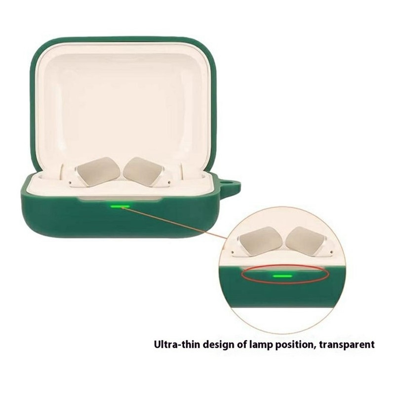 Til Realme Buds Air 7 silikonecover – Beskyttende cover med karabinhage + børste - Rød