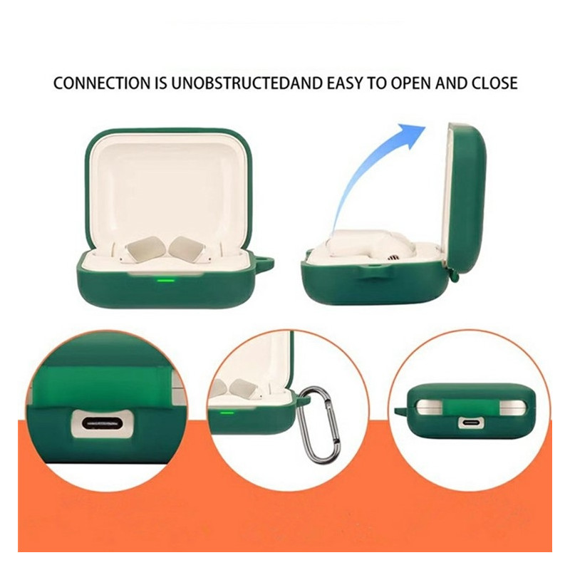 Silikonetui til Realme Buds Air 7 – Beskyttelsesetui med karabinkrok + børste Svart