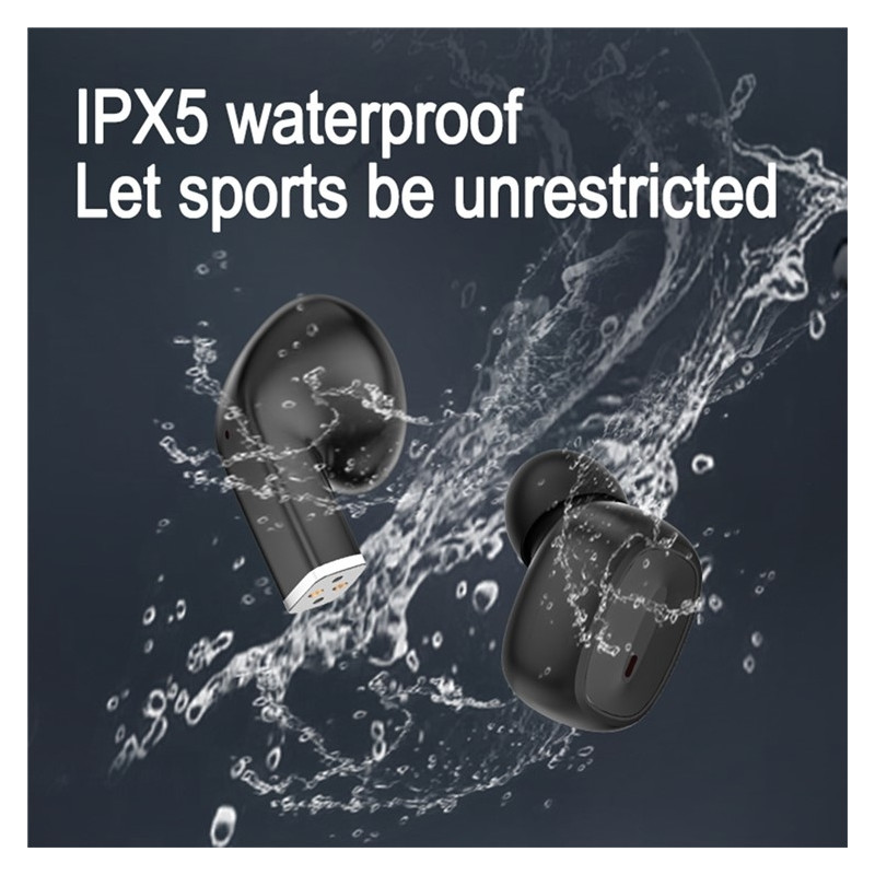 2 Pairs Wireless Headphones Bluetooth 5.3 In-Ear Sports Headphones Noise Cancelling - Black