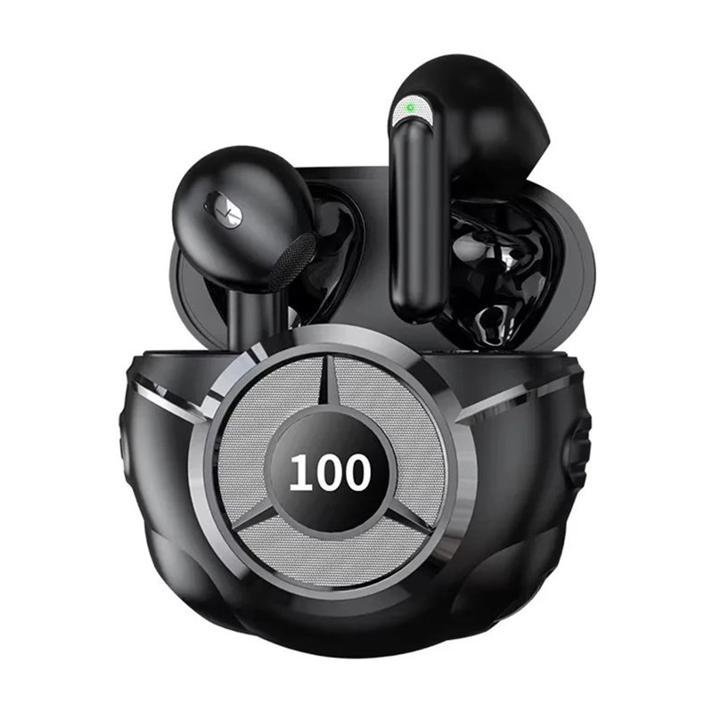 Wireless Headphones Semi In-Ear Noise Cancelling HiFi Stereo Sound Bluetooth - Black