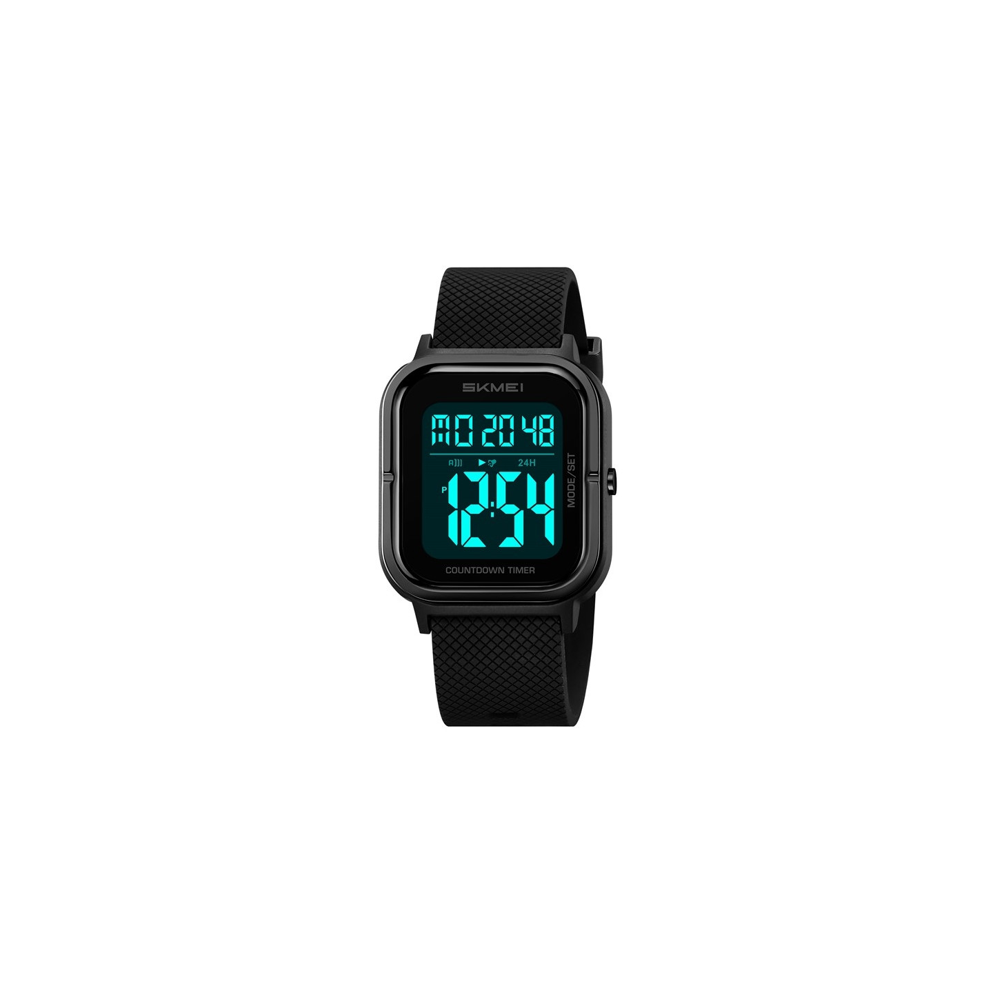 SKMEI Waterproof Digital Wristwatch Clock Lighting Stopwatch - Black+Black+TPU