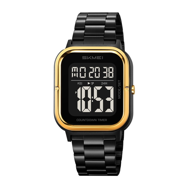 SKMEI Vandtæt Digitalt Armbåndsur Ur Belysning Stopur - Guld + Sort + Stål