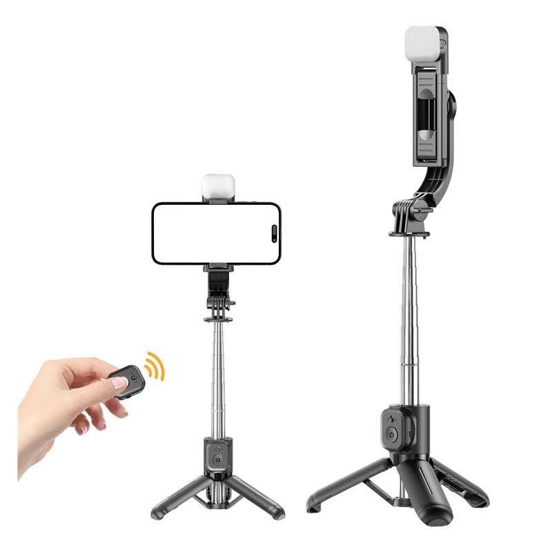 Selfie Stick Justerbart Stativ Bluetooth Selfiepinne Utdragbart med Fill Light