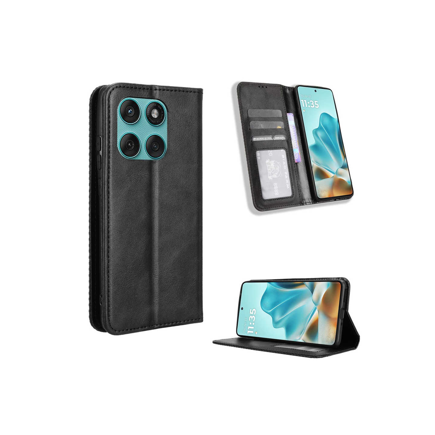 För Motorola Edge 60 5G / 60 Fusion 5G Plånboksfodral Exklusivt Svart