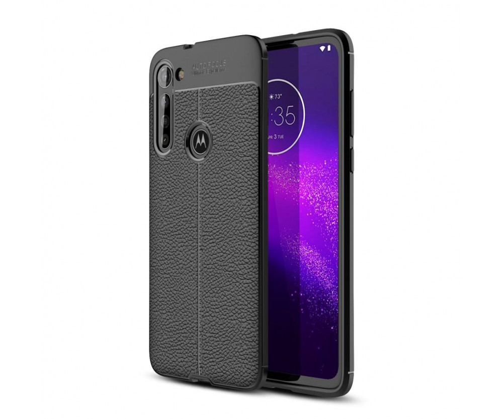 Till Motorola Moto G8 Power TPU skal Litchi Texture - Svart