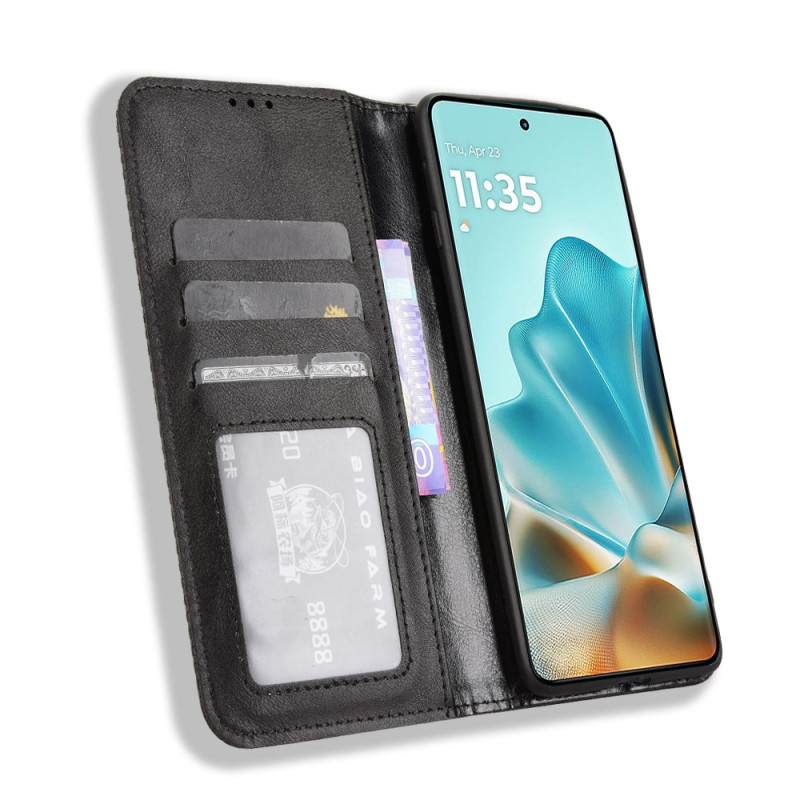 Til Motorola Edge 60 5G / 60 Fusion 5G Stand Phone Case Fuld Protection Pung Cover - Sort