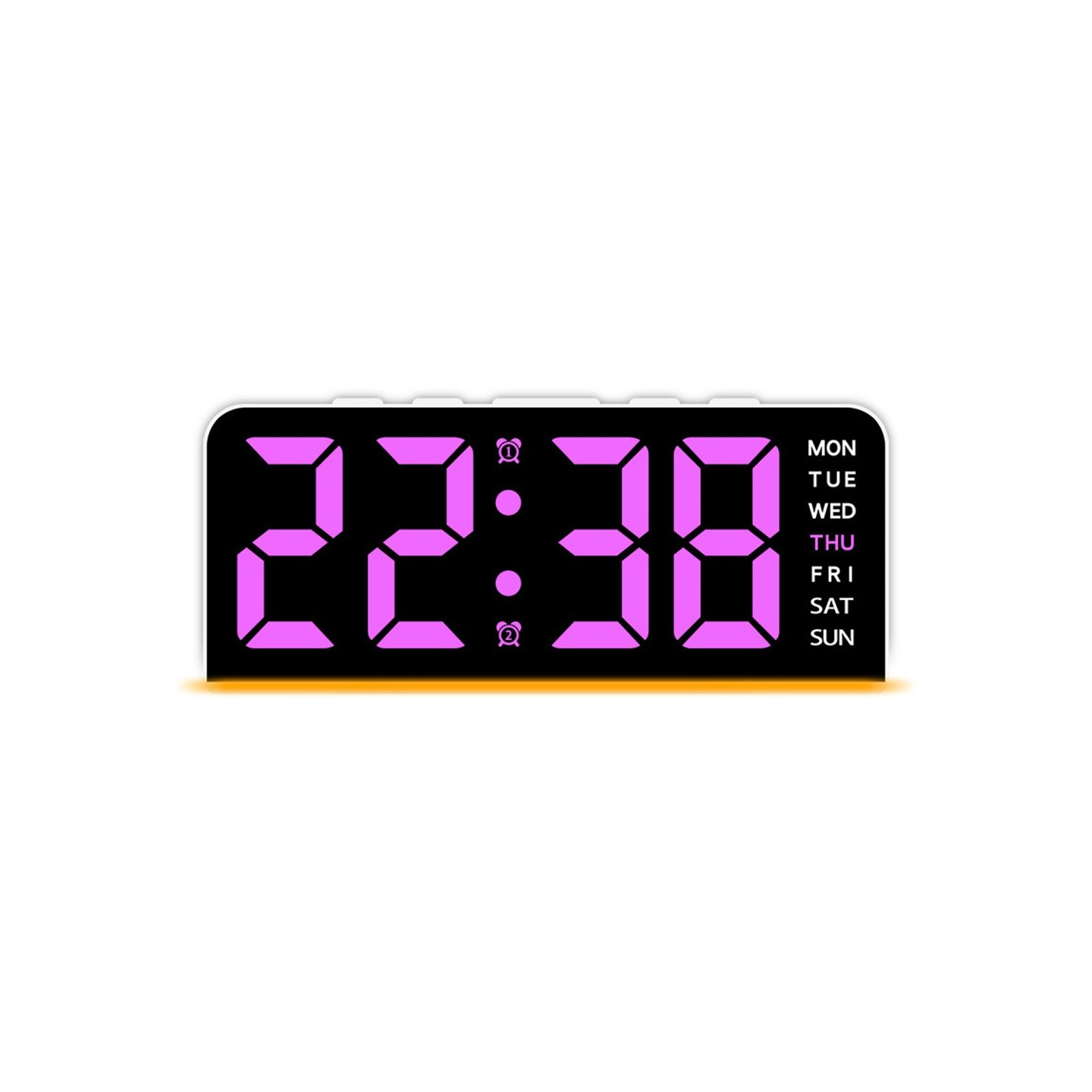 LED-klocka Digital Väckarklocka Stor Display Datum Temperatur Väckarklocka - Vit / Rosa Ljus