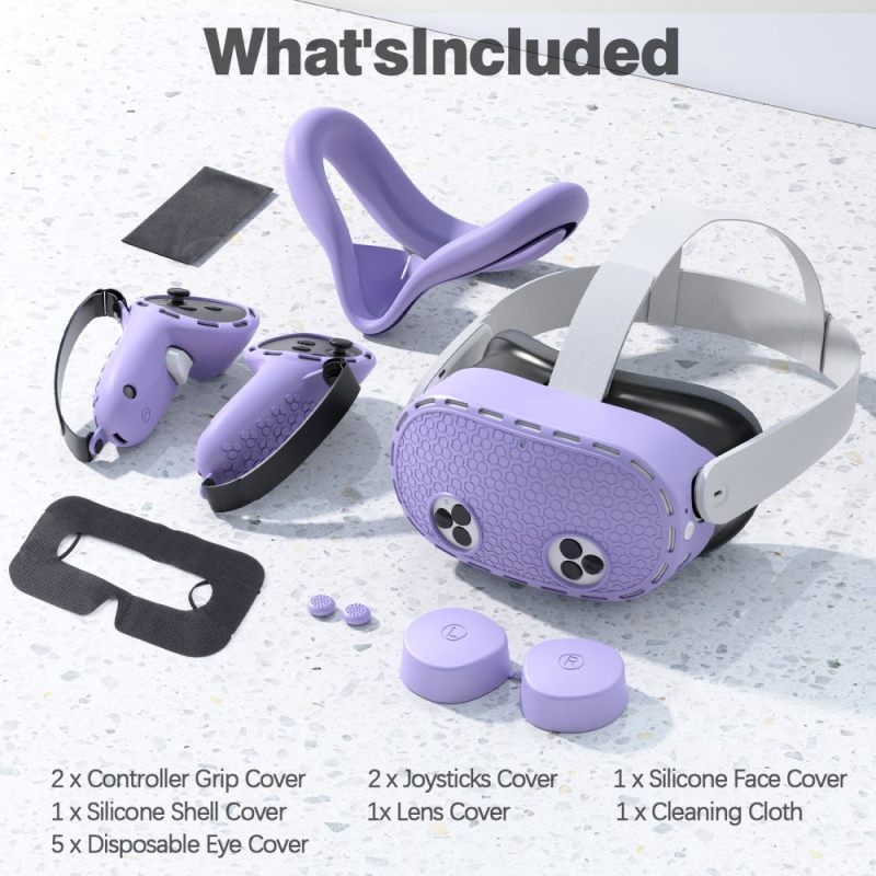 For Meta Quest 3S Set with many many different accessories - Purple