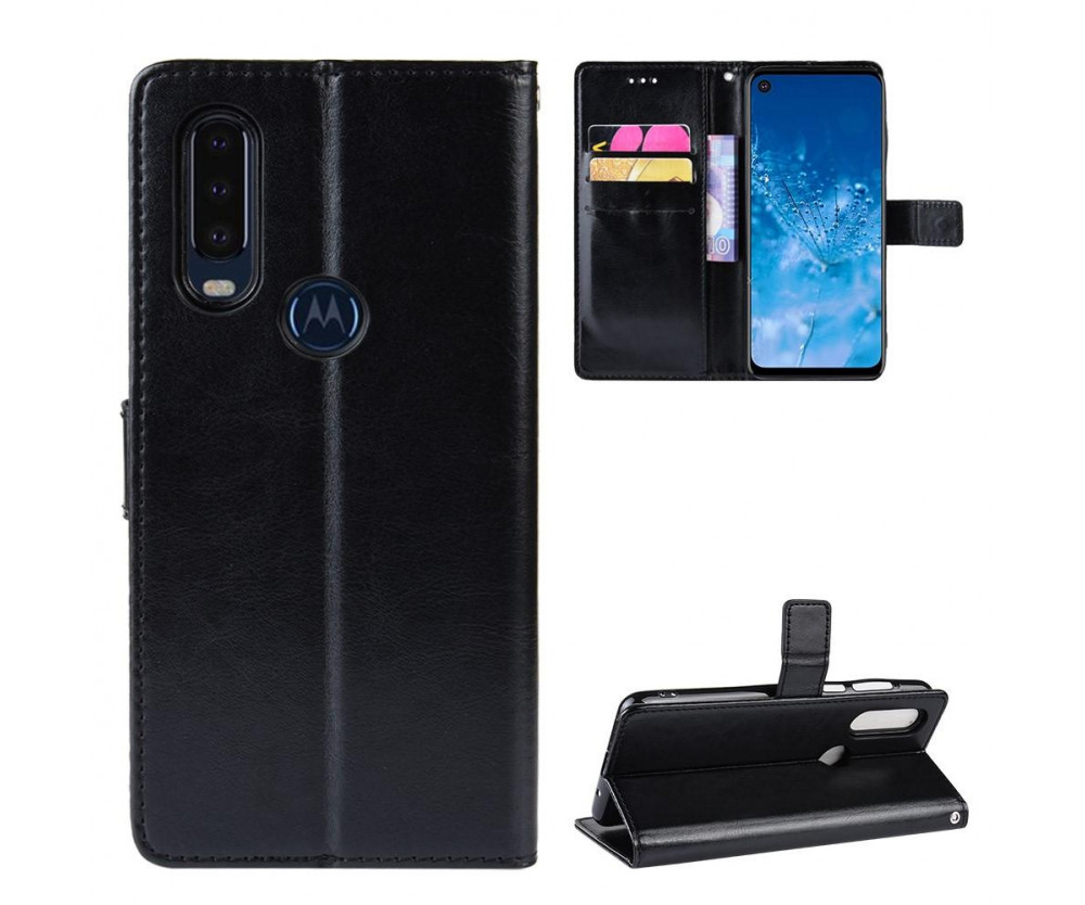 Till Motorola One Action Plånboksfodral Svart
