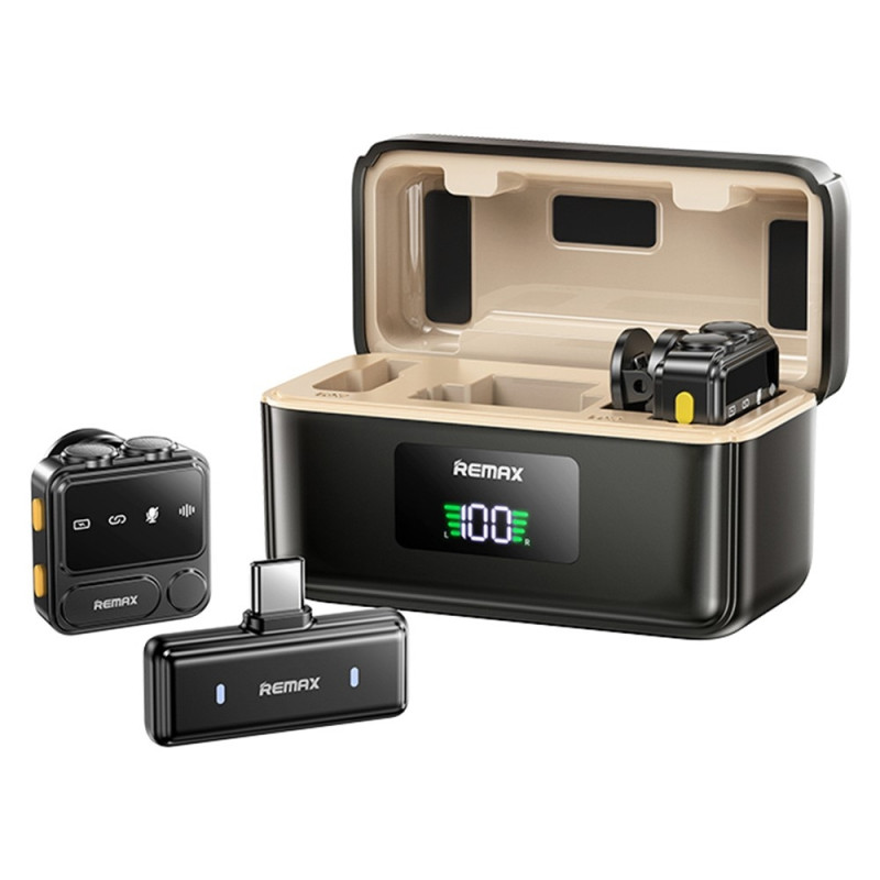 Langaton nappimikrofoni Digitaalinen näyttö Yksi-kaksi mikrofonia - USB-C