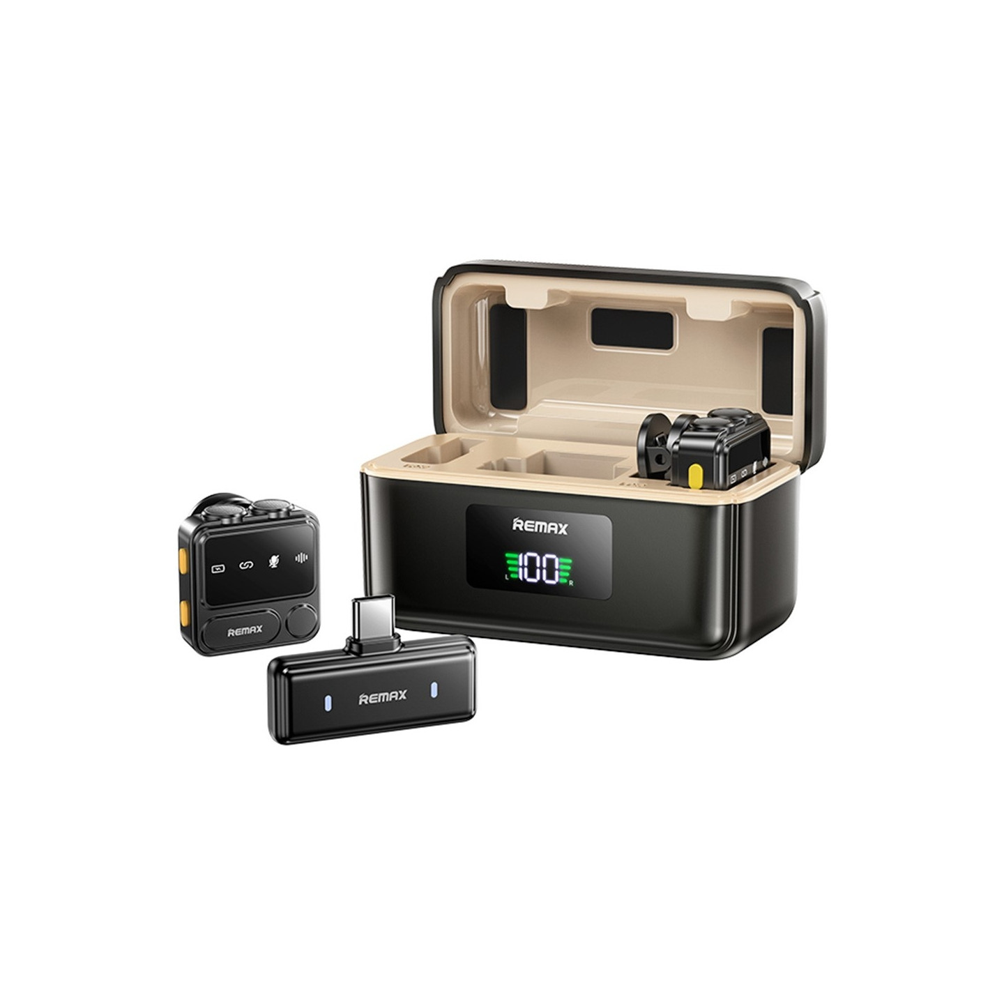 Trådløs lavaliermikrofon Digitalt display En-til-to-mikrofoner - USB-C