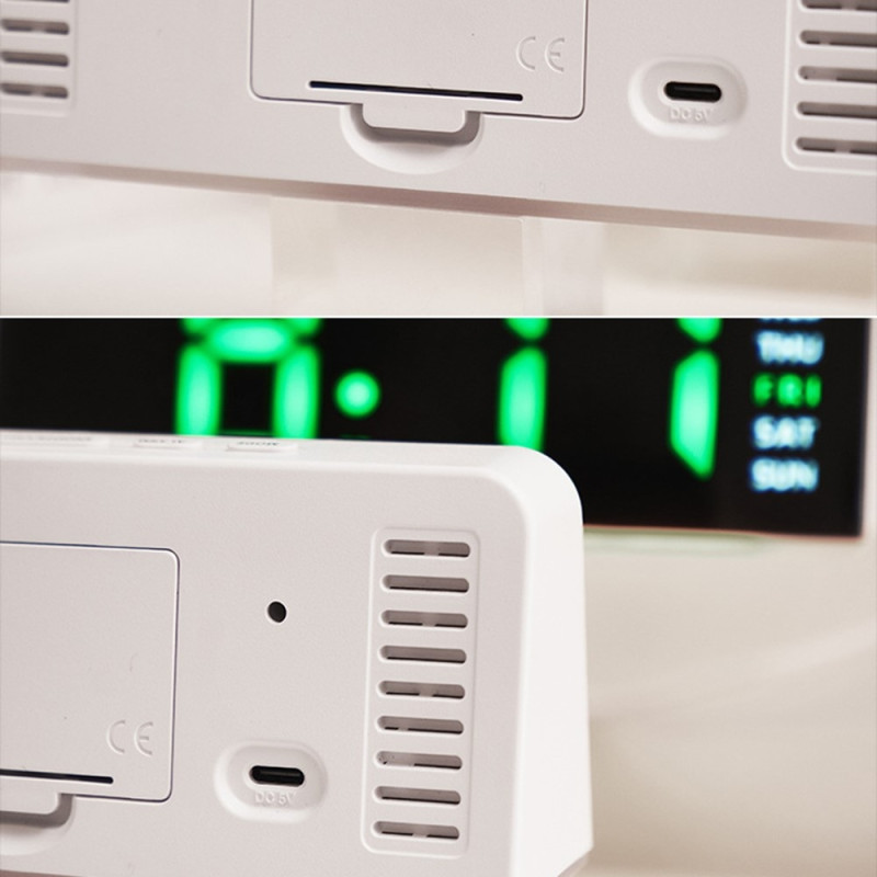 LED-ur Digitalt vækkeur Stort display Dato Temperatur vækkeur - Hvidt / Blå lys