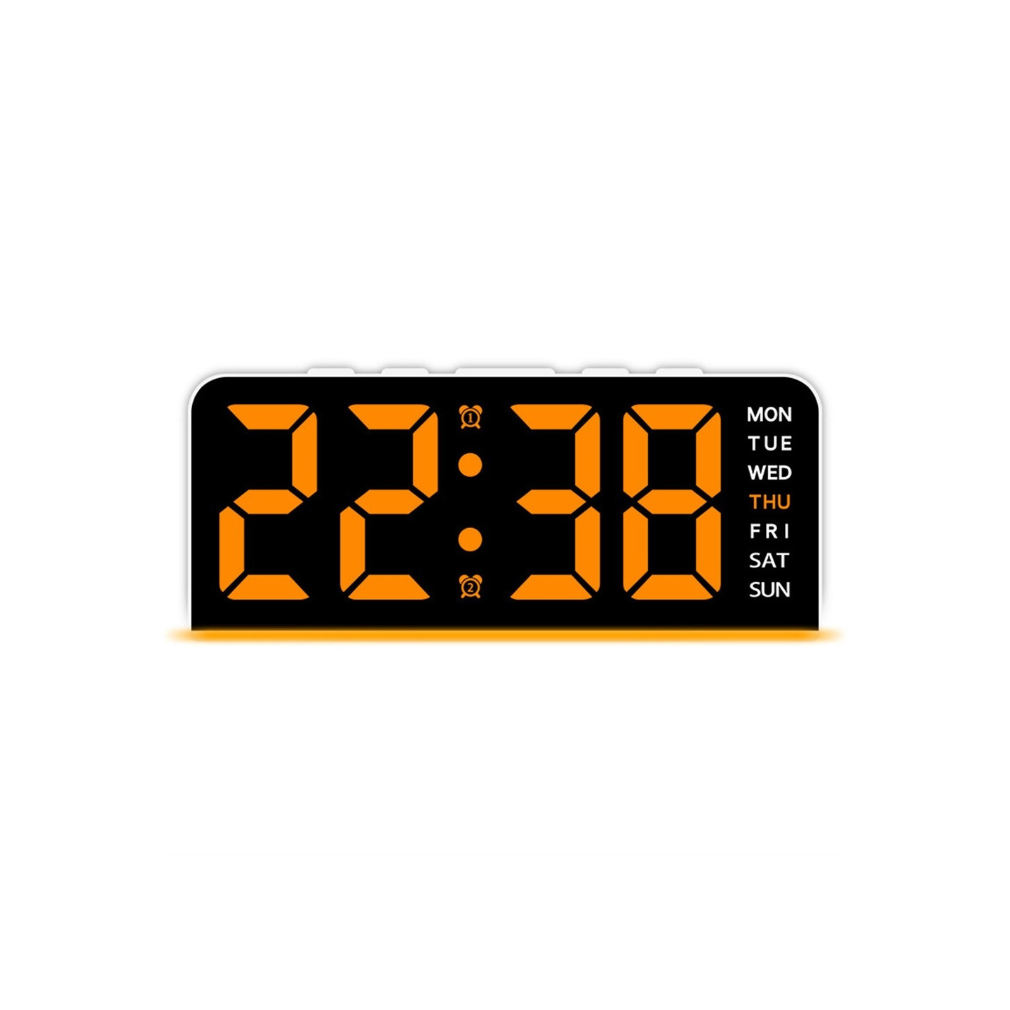 LED Clock Digital Alarm Clock Large Display Date Temperature Alarm Clock - White / Orange Light