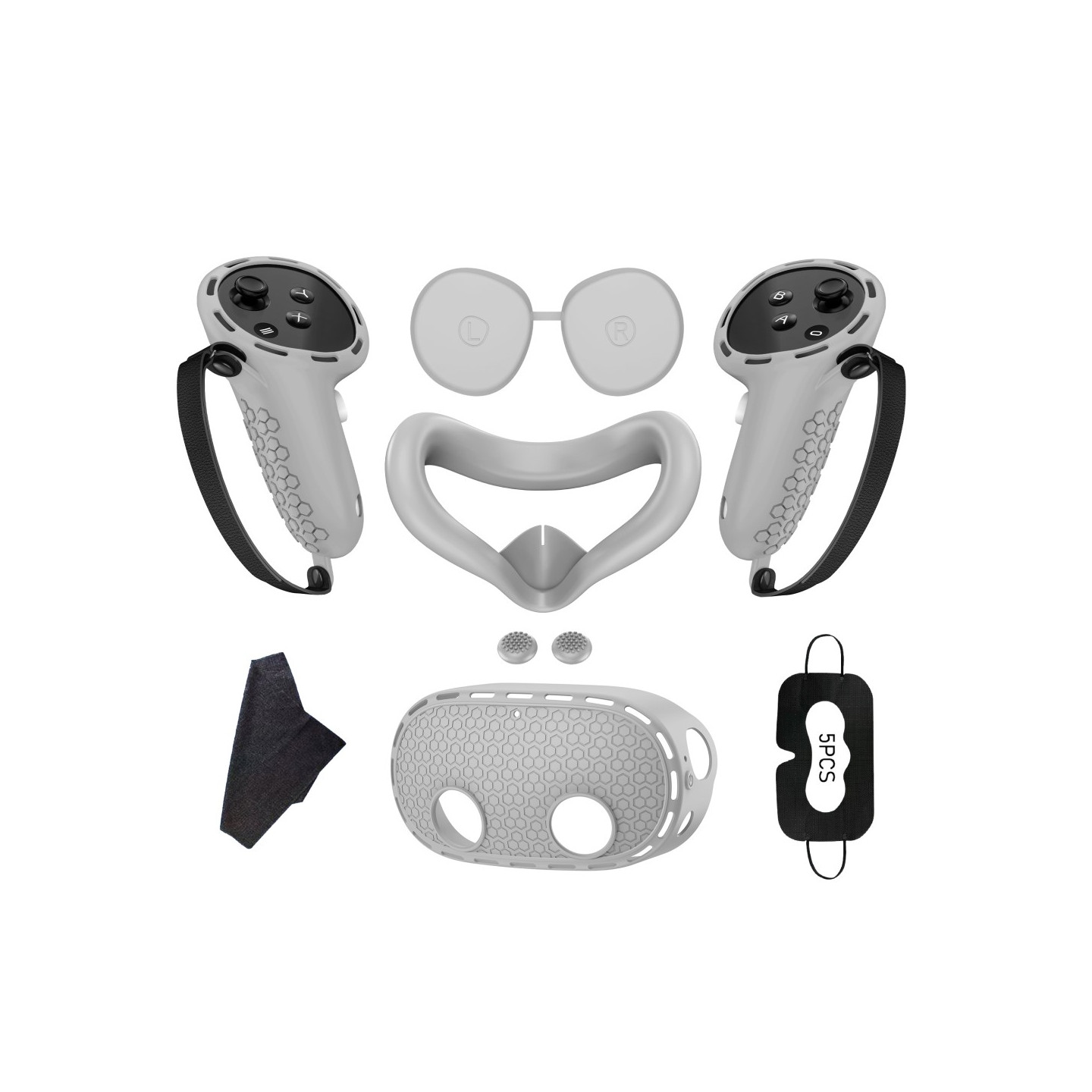 För Meta Quest 3S Set med många många olika tillbehör - Grå