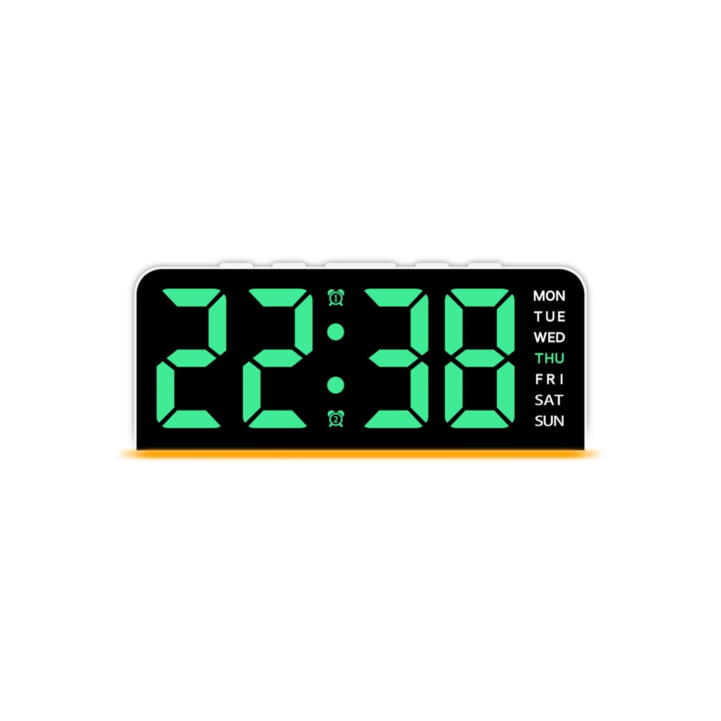 LED Clock Digital Alarm Clock Large Display Date Temperature Alarm Clock - White / Light Green Light