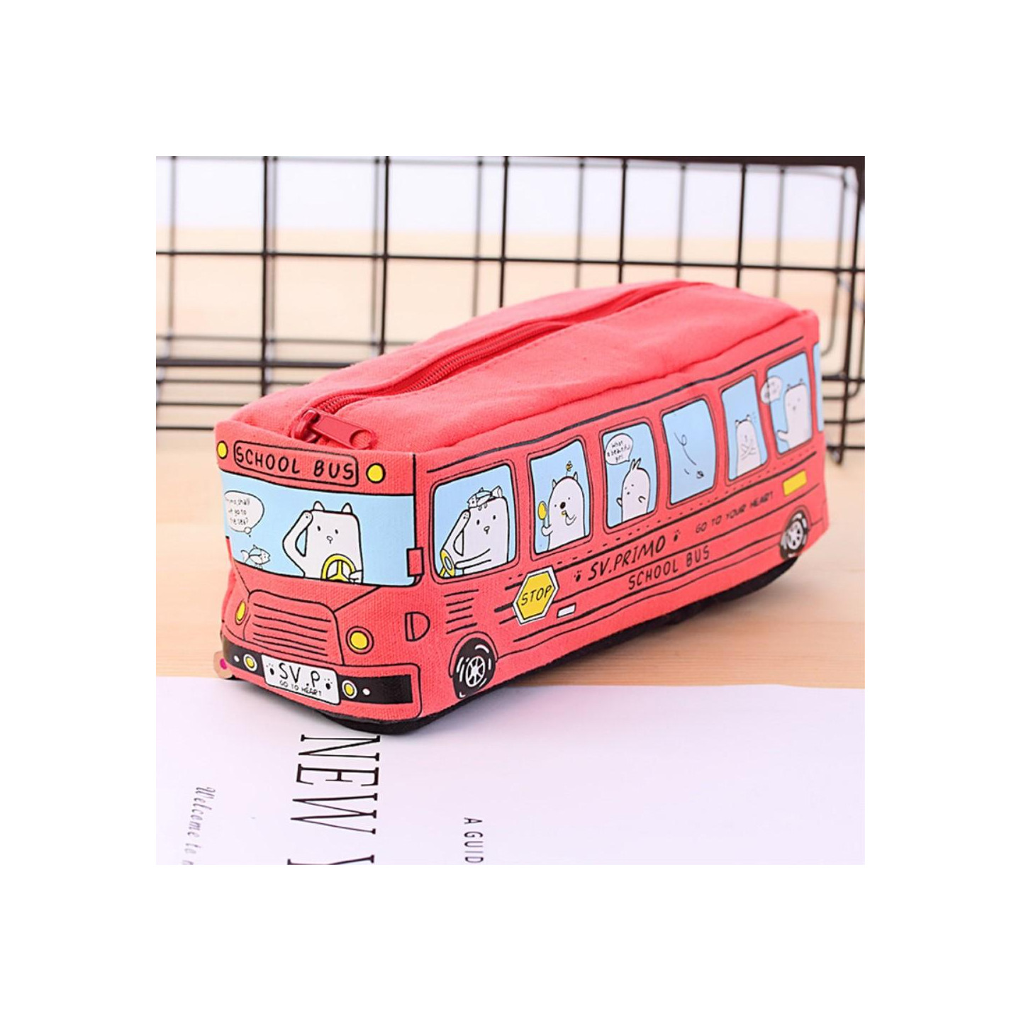 Blyantkasse Lærred Lynlås Blyanttaske Skolepapir - Rød