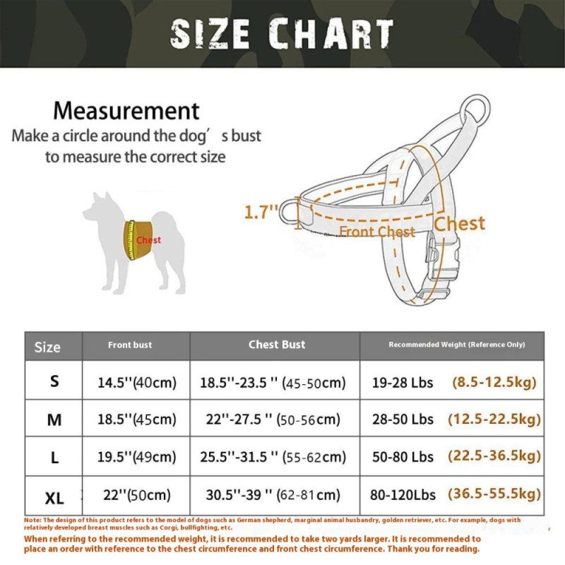 Taktisk sele med håndtak for hundetrening og turgåing, størrelse XL