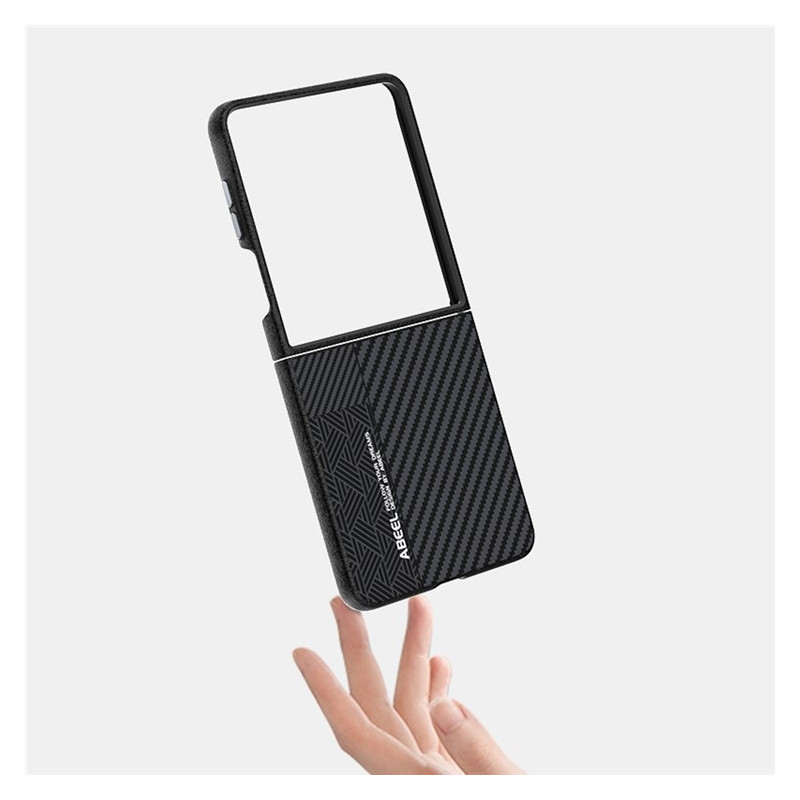 ABEEL För Samsung Galaxy Z Flip7 5G Skal PC + Aluminiumlegering + PU-Läder