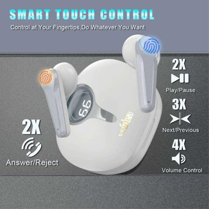 VSIDEA A15K Langattomat Kuulokkeet BT 5.4 Melunvaimennus Vedenpitävät Kuulokkeet - Valkoinen