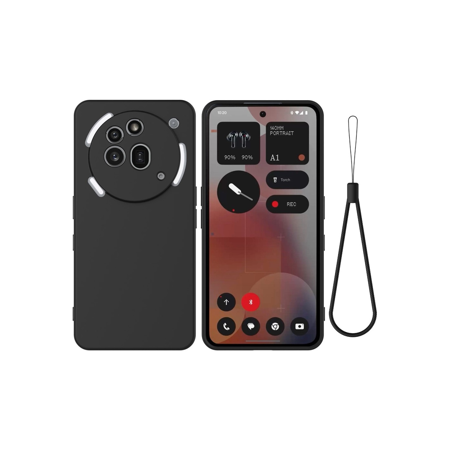 For Nothing Phone (3a) Pro Flytende Silikondeksel Bakdeksel med Håndrem