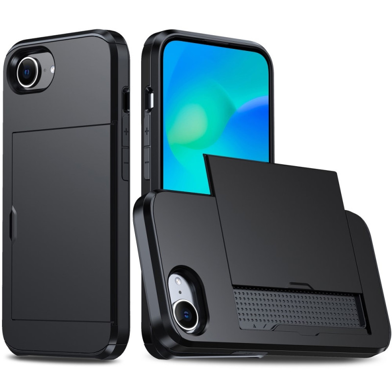 For iPhone 16e PC+TPU Phone Cover Sliding Card Holder