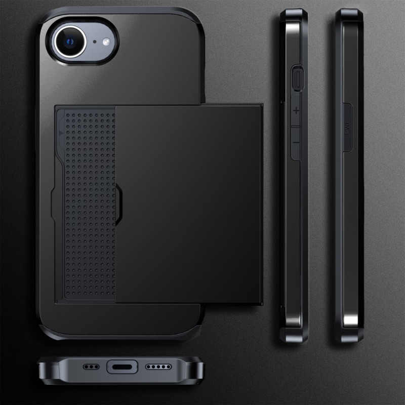 Til iPhone 16e PC+TPU Telefoncover med Skydende Kortholder