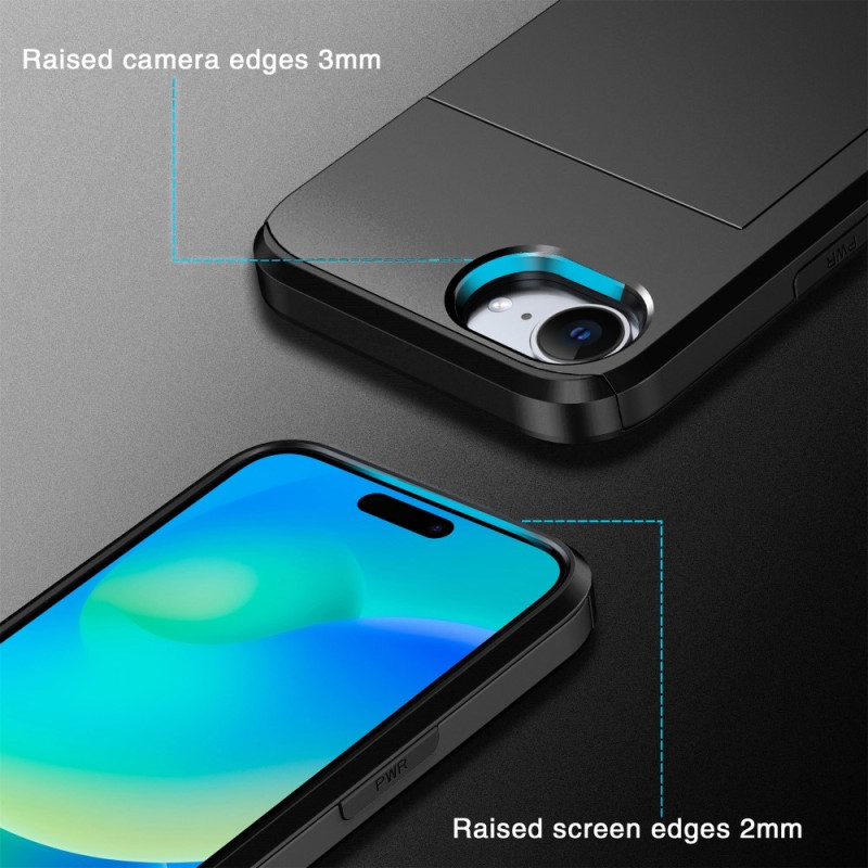 iPhone 17e / 16e PC+TPU -puhelimelle Suojakuori Liukuva Korttiteline