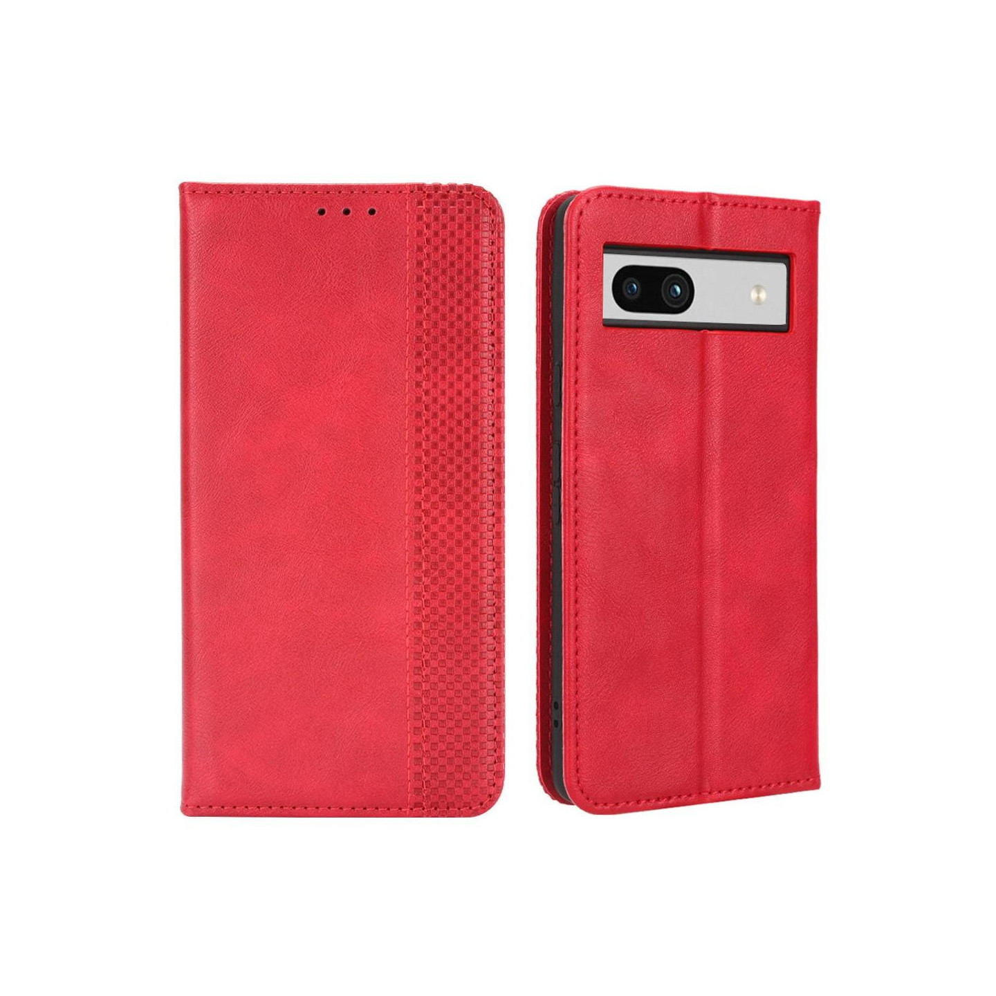 Google Pixel 7a Stand Phone Case Full Protection Wallet Cover - Red
