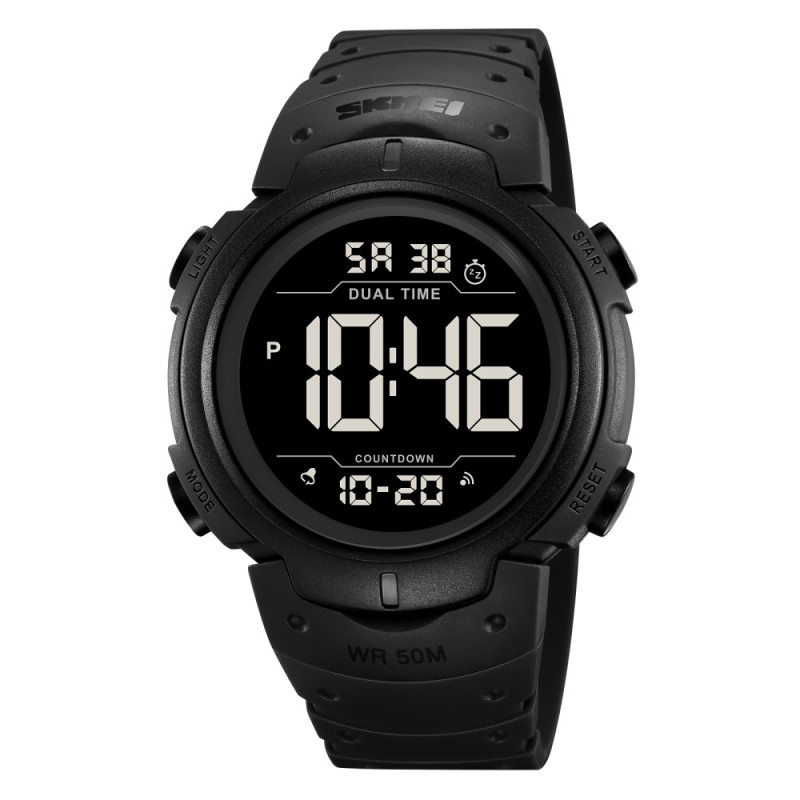SKMEI digital elektronisk armbåndsur klokke dobbel tid - svart