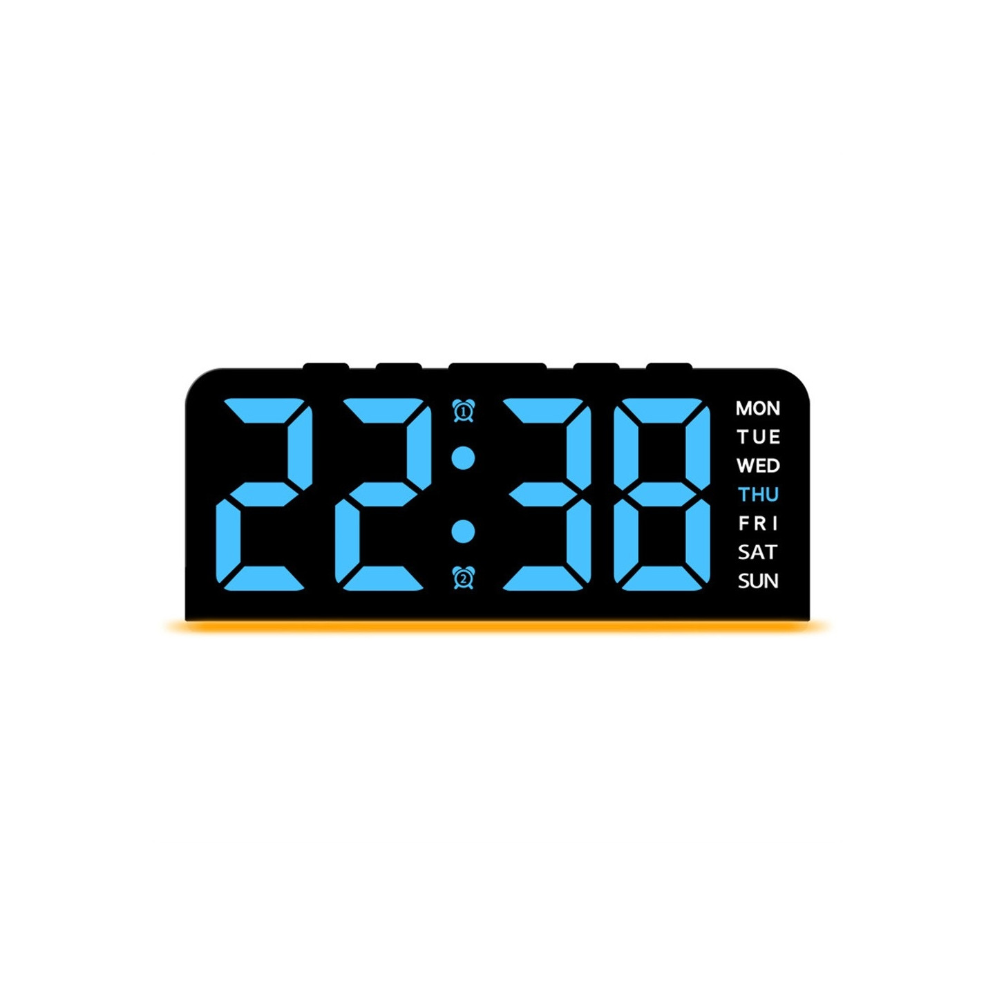 LED-klocka Digital Väckarklocka Stor Display Datum Temperatur Väckarklocka - Svart Med Blått Ljus