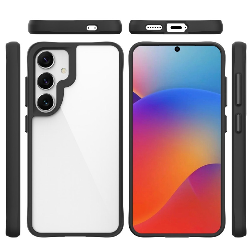 Til Samsung Galaxy S25 Etui Hybrid Hård PC Blød TPU Stødsikkert Cover Sort