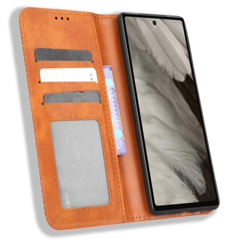 Google Pixel 7a Stand Phone Case Full Protection Wallet Cover - Brown