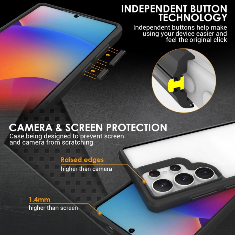 Til Samsung Galaxy S25 Ultra Etui Hybrid Hård PC Blød TPU Stødsikkert Cover Sort