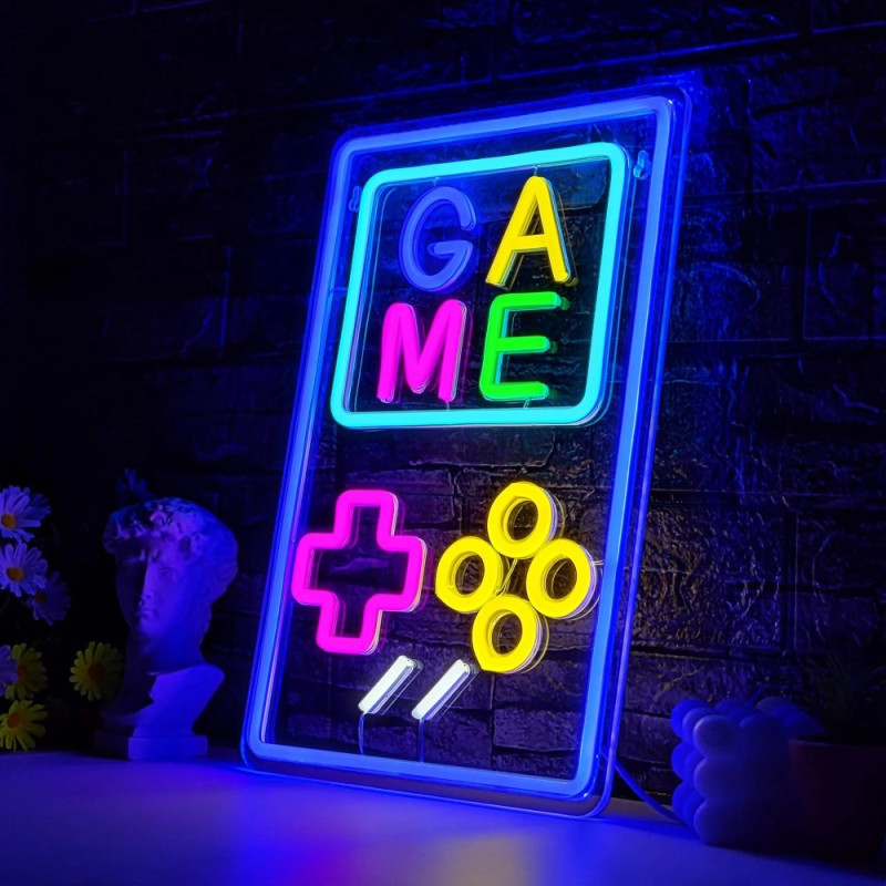 Arkadspel Gamepad Game Spel Gaming Neonljus Spelrum Väggdekoration Led-lampa