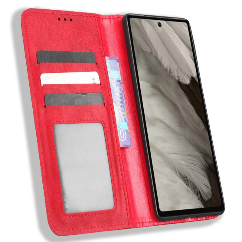 Google Pixel 7a Stand Telefonetui Fuld Beskyttelse Pung Cover - Rød