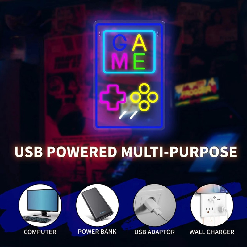 Arkadspel Gamepad Game Spel Gaming Neonljus Spelrum Väggdekoration Led-lampa