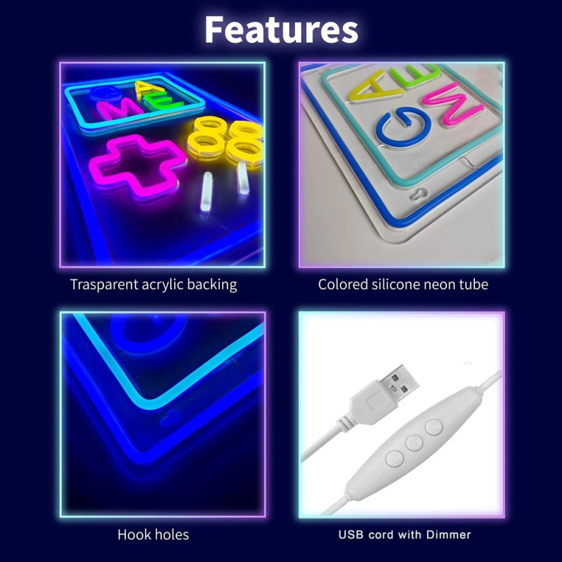 Arkadespil Gamepad Spil Spil Gaming Neonlys Spillerum Vægdekoration LED-lampe