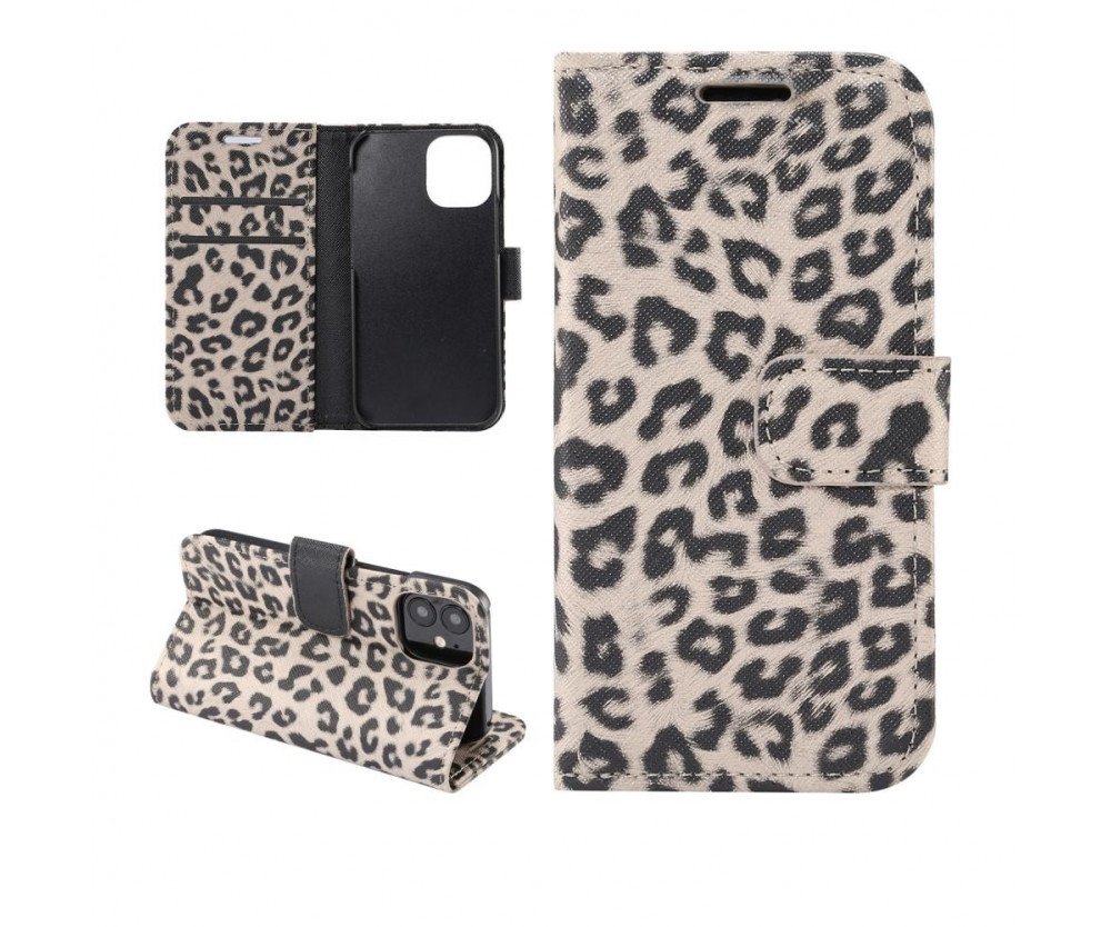 iPhone 12 Mini Plånboksfodral Fodral Leopard - Beige