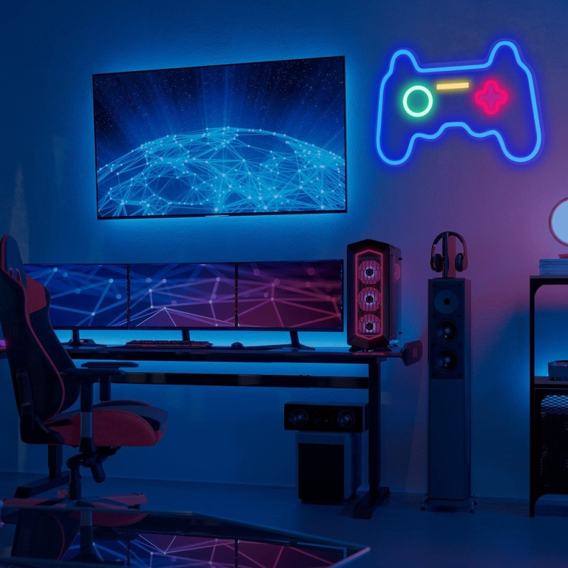 41x28cm Gamepad Design Gaming Neonlys Spillerum Vægdekoration LED Lampe