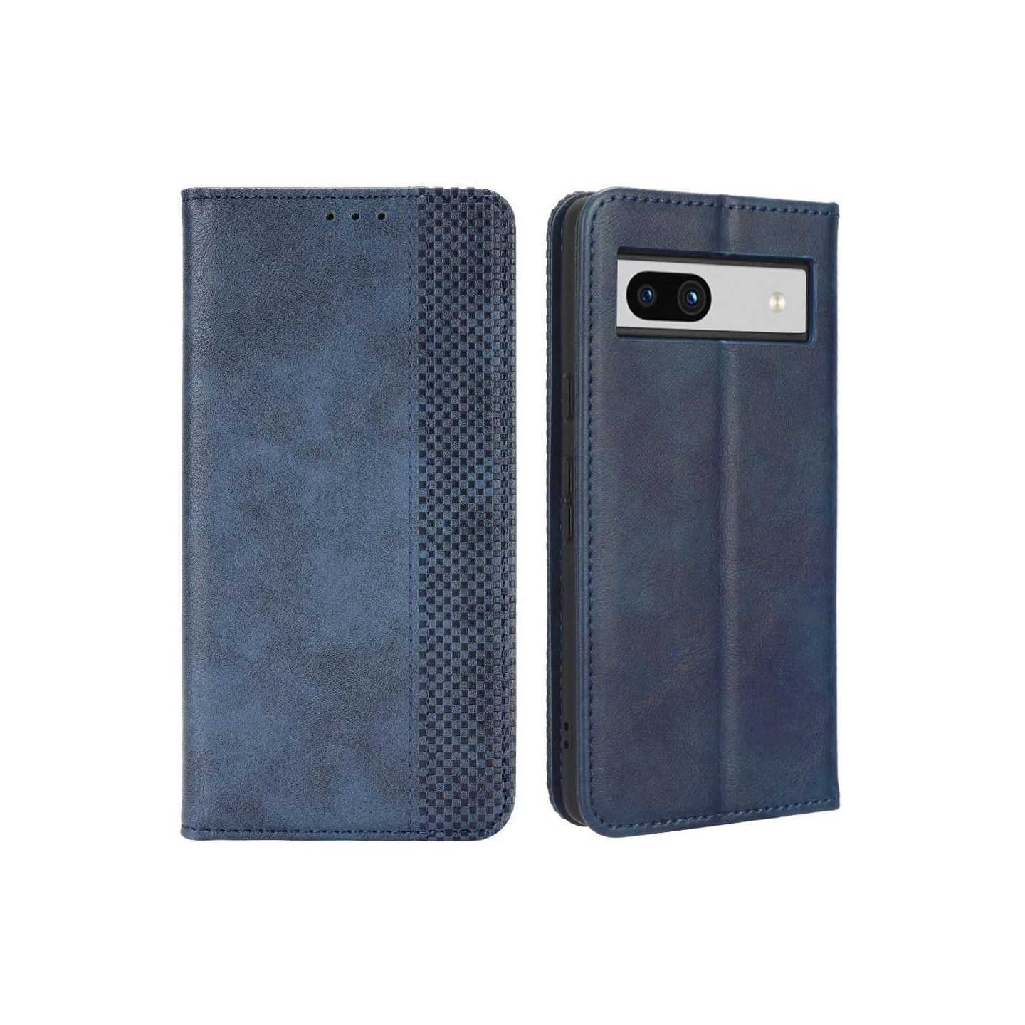 Google Pixel 7a Stand Phone Case Full Protection Wallet Cover - Blue