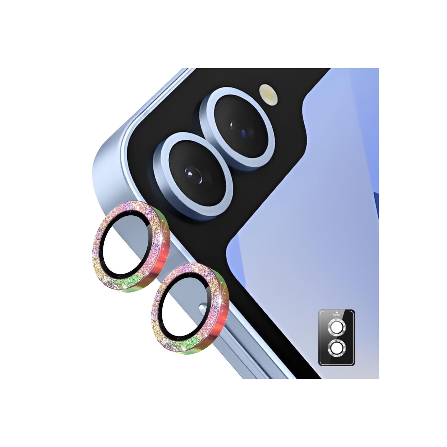 ENKAY Kamera Lins Skydd till Samsung Galaxy Z Flip7 Härdat glas Glitter