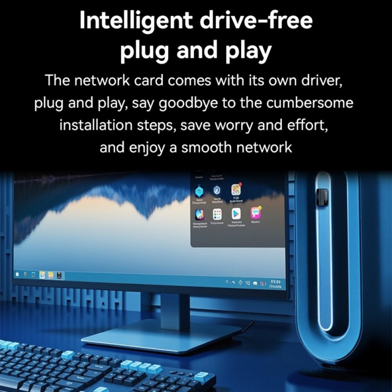 WiFi4 Dongle 150Mbps Højhastigheds USB Trådløs Adapter Indbygget Antenne