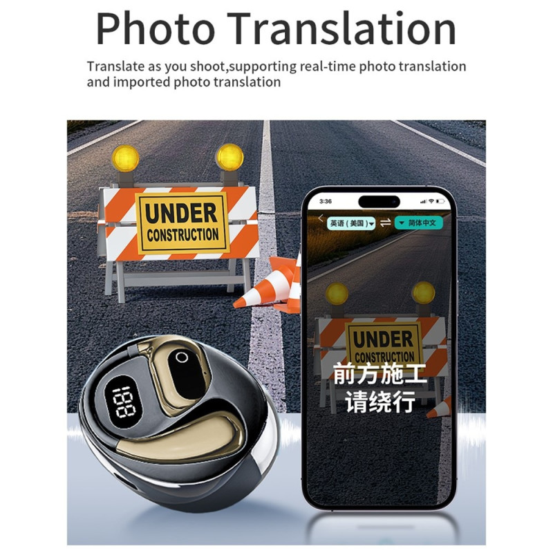 144 Languages Translation Translator Smart Translator Headset Bluetooth - White