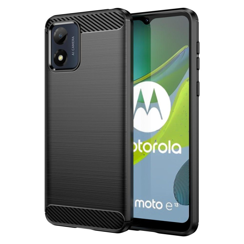 Motorola Moto E13 4G Karbonfiber Tekstur Deksel - Svart