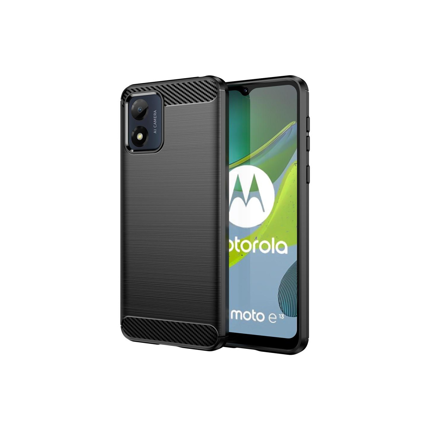Carbon Fiber Texture TPU Kansi - Motorola Moto E13 4G