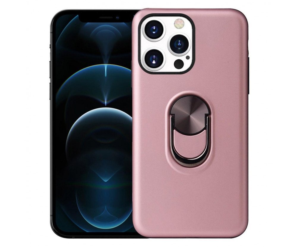 iPhone 13 Pro Max Hybrid skal med Finger Ring - Rose Gold