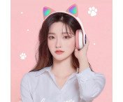 STN-28 Bluetooth Over Ear Music Headset Glowing Cat Ear - Rosa